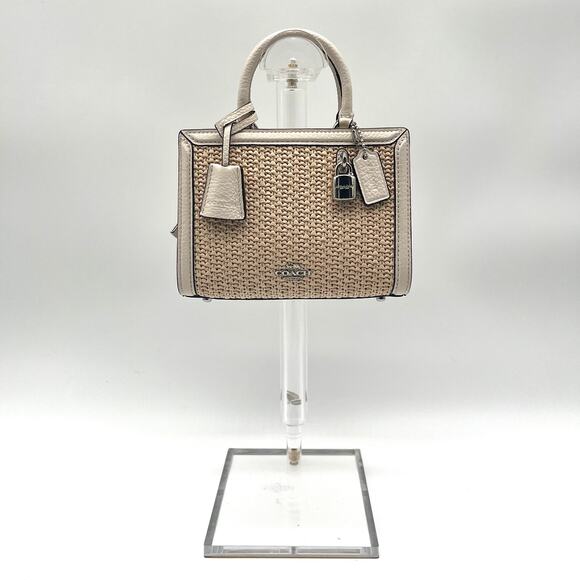 COACH NWOT Micro Zoe with Lock & Key, Woven Straw Bag - Picture 8 of 14